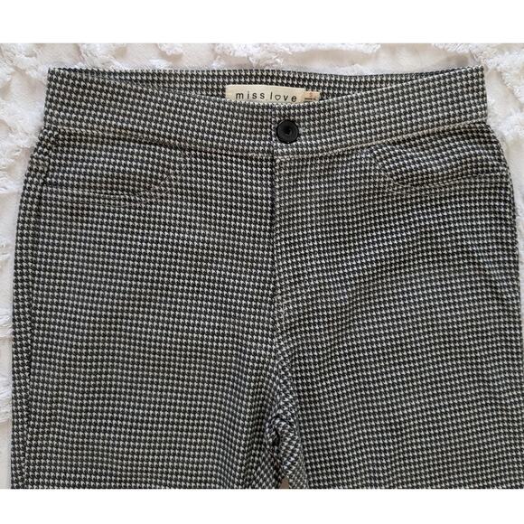 Miss Love Mid-Rise Structured Stretch Leggings Gray Ivory Houndstooth Size Small - Picture 3 of 9